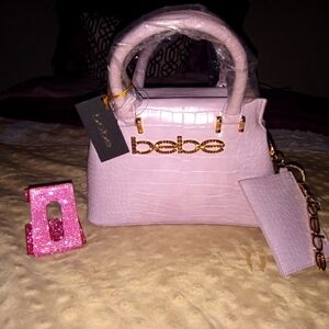 Brand New Pink 🩷 Bebe Handbag + Bonus Key Chain